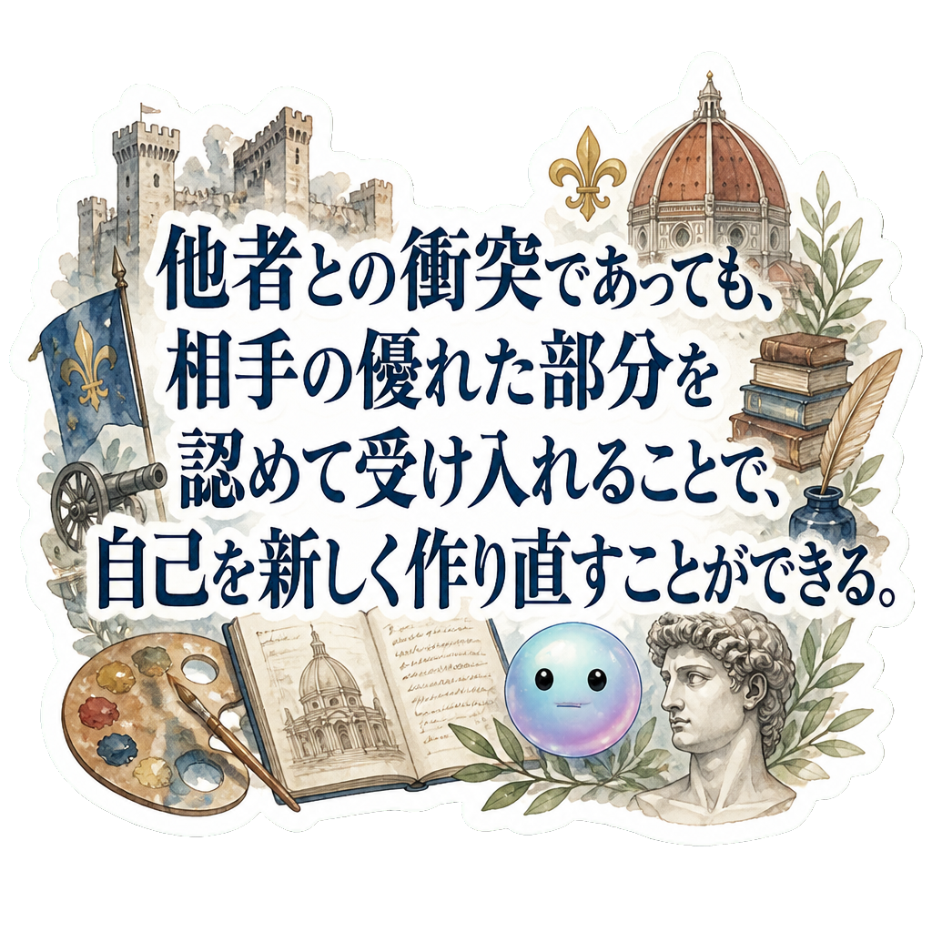 他者との衝突であっても、相手の優れた部分を認めて受け入れることで、自己を新しく作り直すことができる。