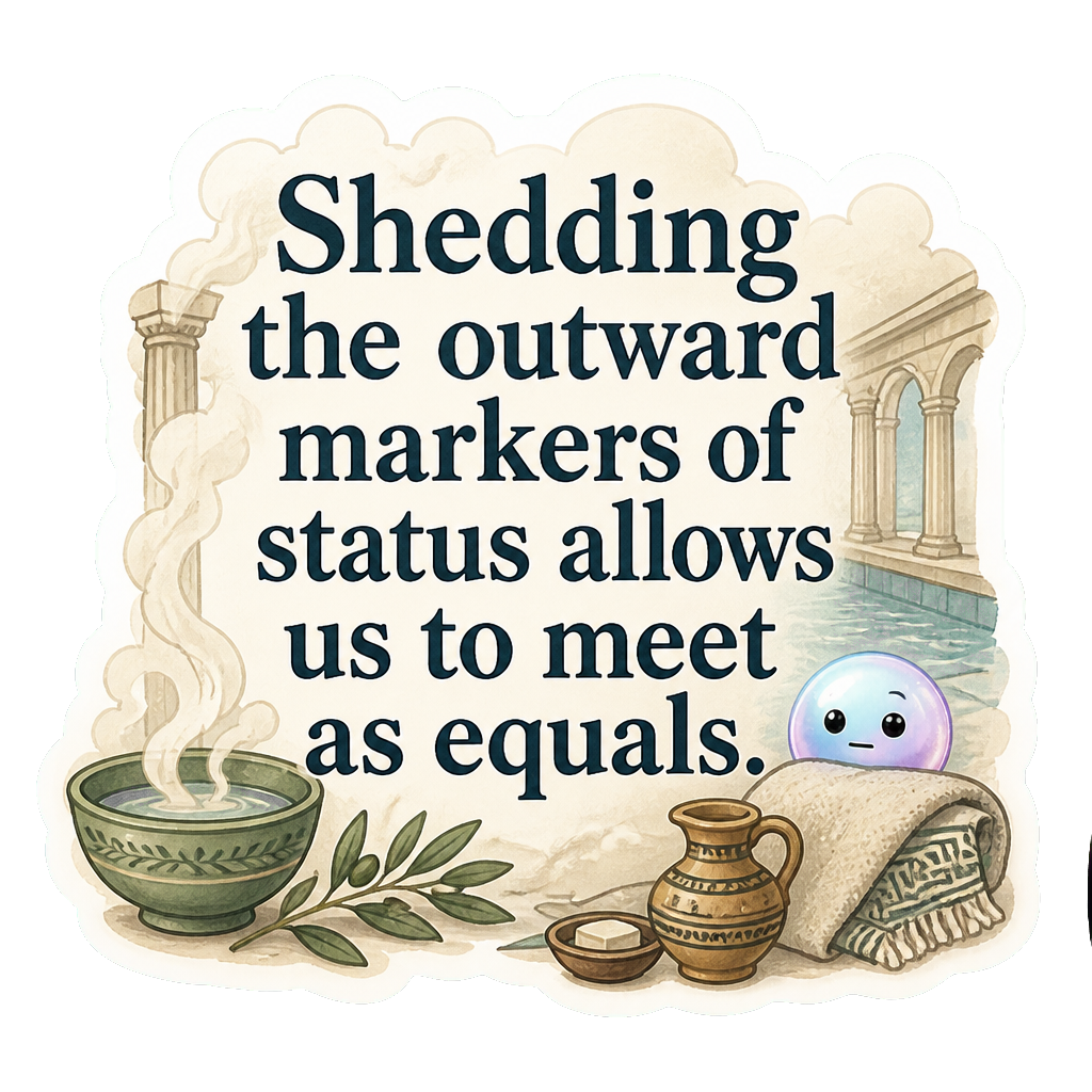 Shedding the outward markers of status allows us to meet as equals.