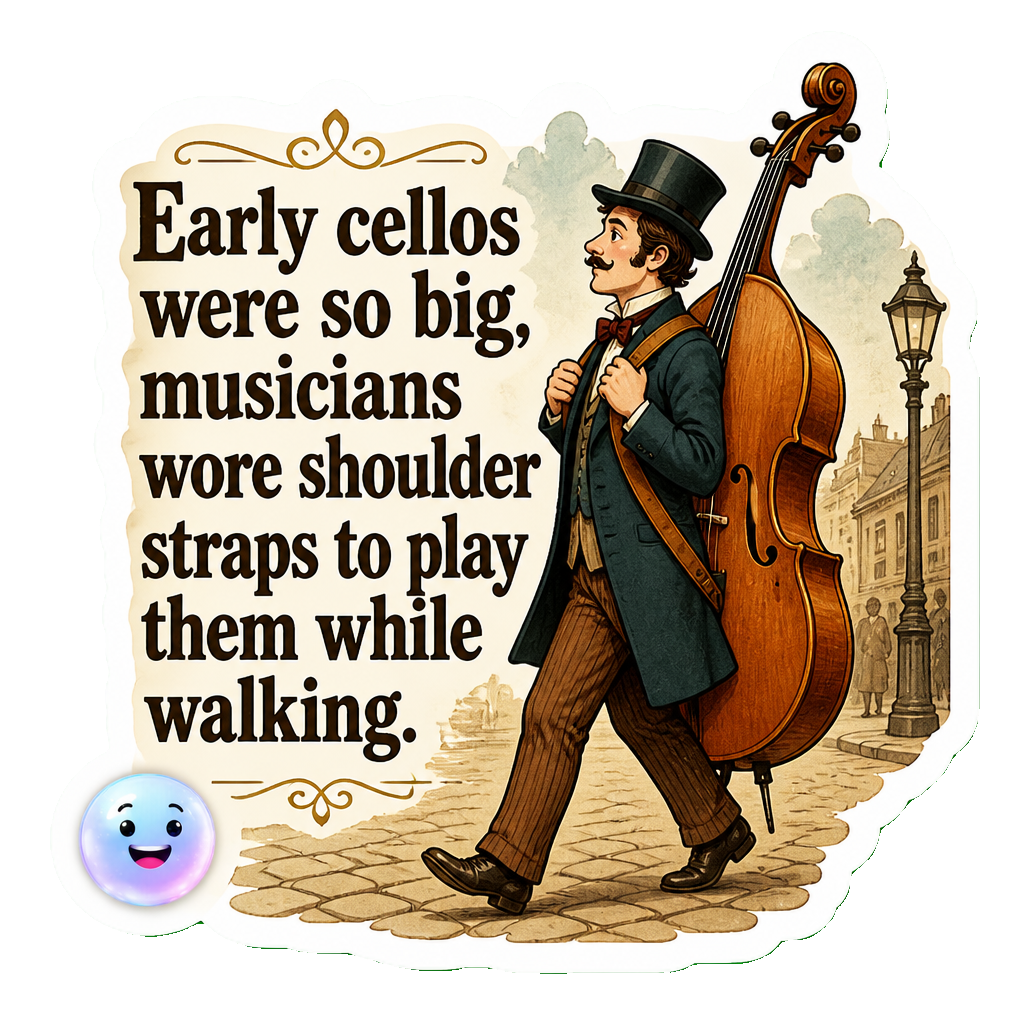 Early cellos were so big, musicians wore shoulder straps to play them while walking.