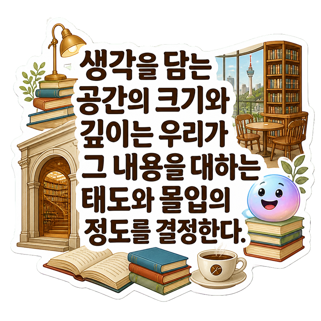 생각을 담는 공간의 크기와 깊이는 우리가 그 내용을 대하는 태도와 몰입의 정도를 결정한다.