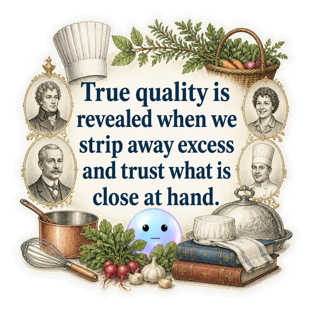 True quality is revealed when we strip away excess and trust what is close at hand.