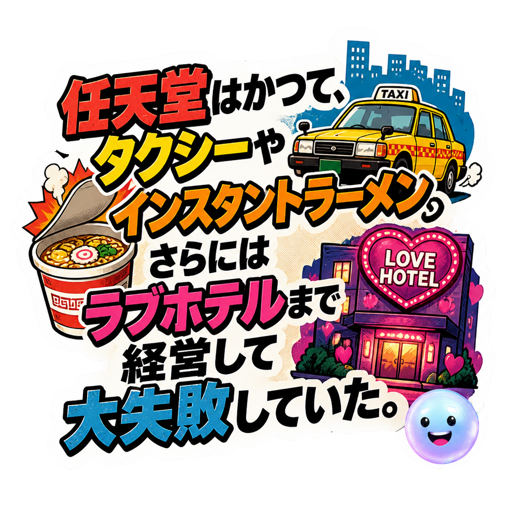 任天堂はかつて、タクシーやインスタントラーメン、さらにはラブホテルまで経営して大失敗していた。