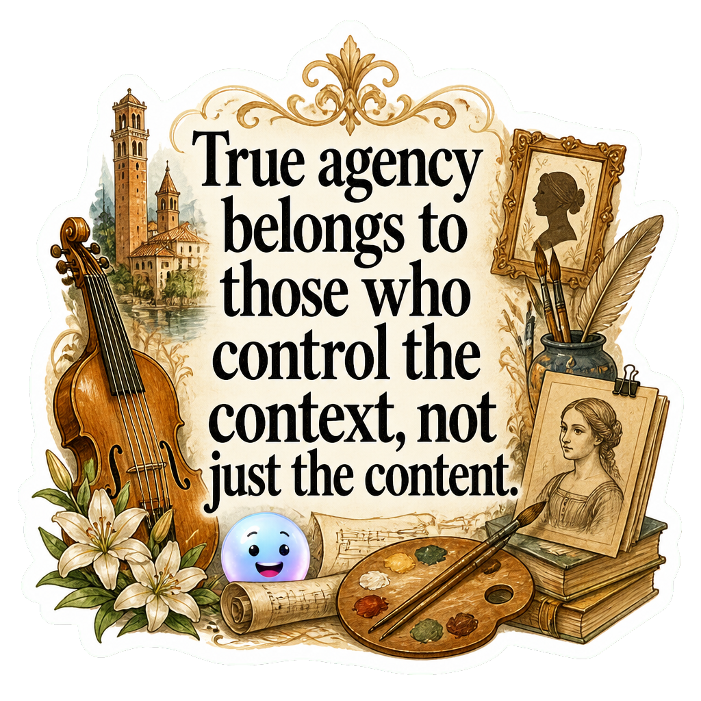 True agency belongs to those who control the context, not just the content.