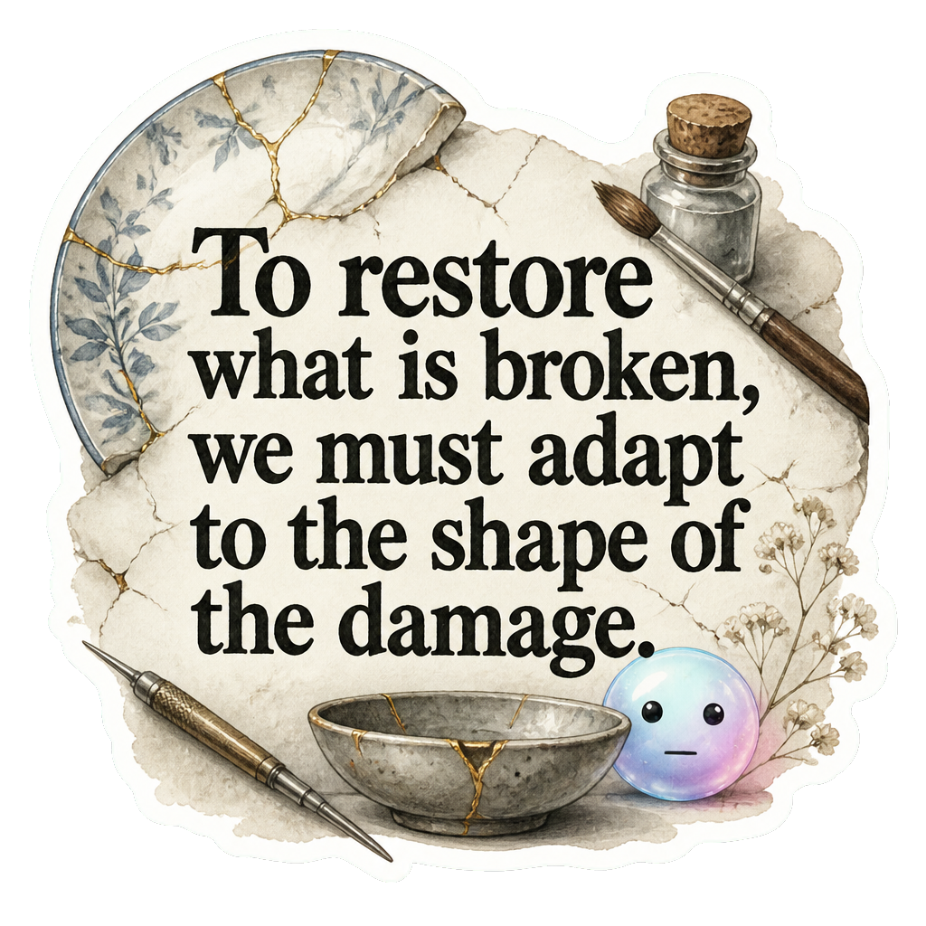 To restore what is broken, we must adapt to the shape of the damage.