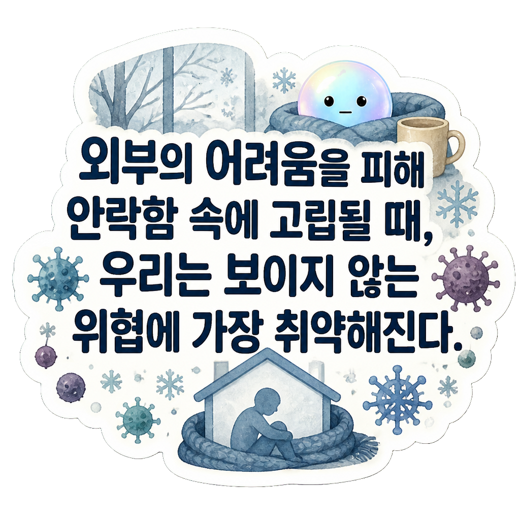 외부의 어려움을 피해 안락함 속에 고립될 때, 우리는 보이지 않는 위협에 가장 취약해진다.