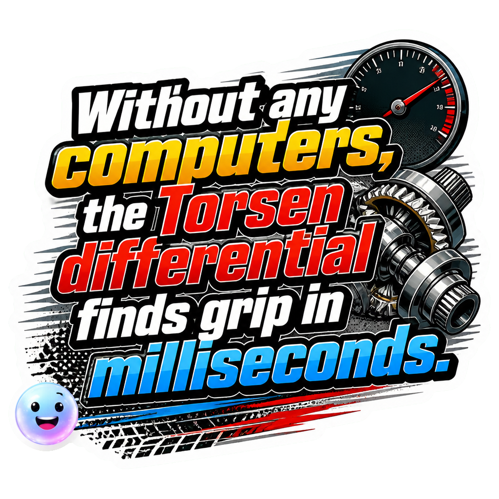 Without any computers, the Torsen differential finds grip in milliseconds.