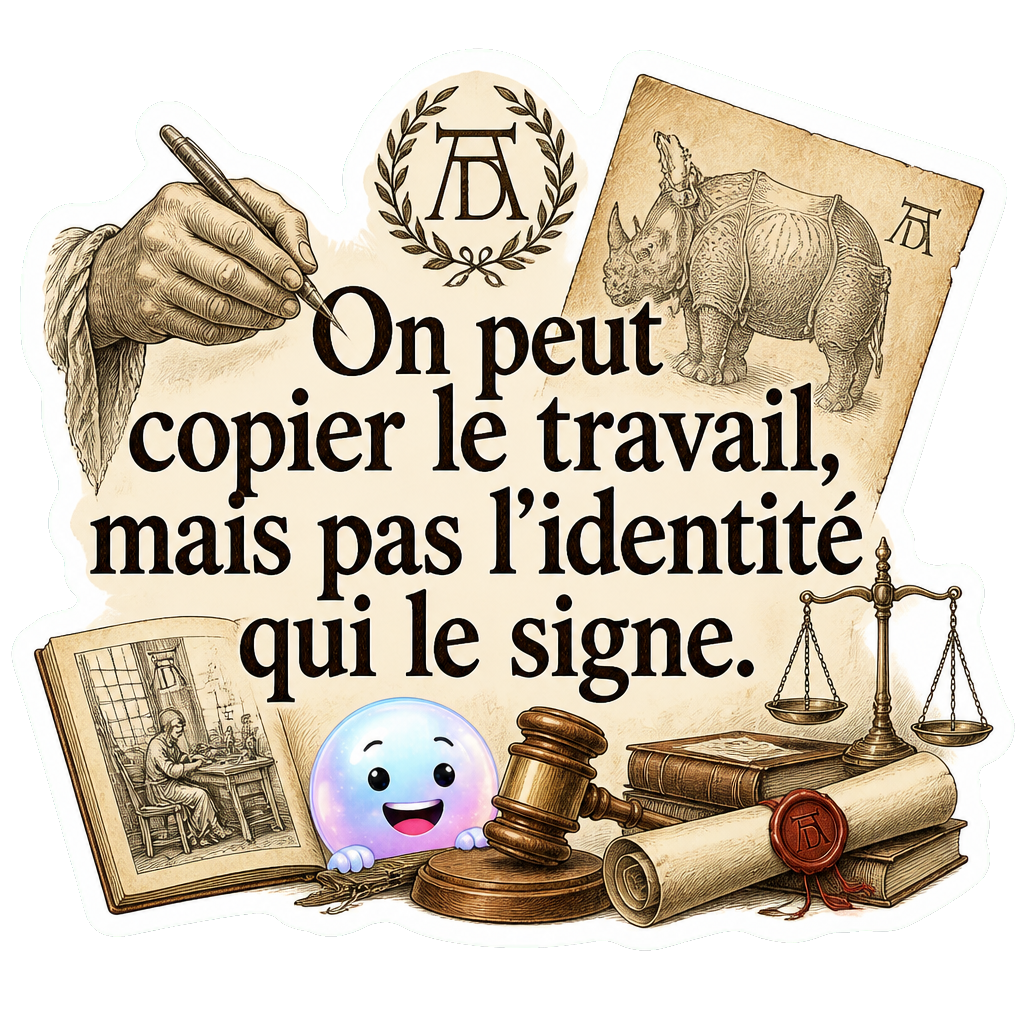 On peut copier le travail, mais pas l'identité qui le signe.