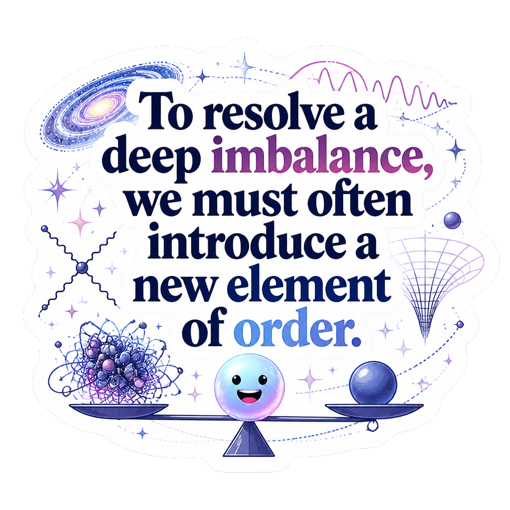 To resolve a deep imbalance, we must often introduce a new element of order.