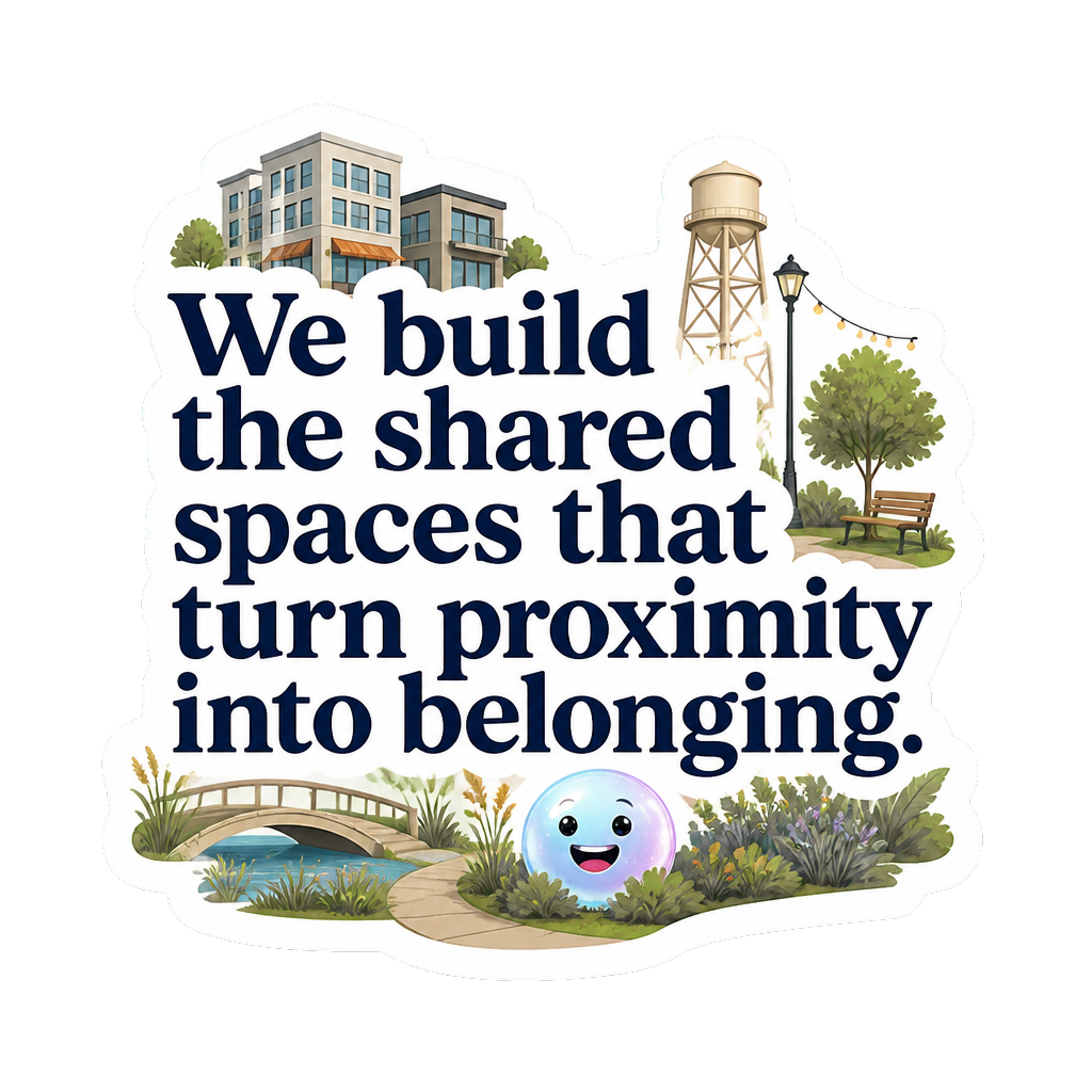 We build the shared spaces that turn proximity into belonging.