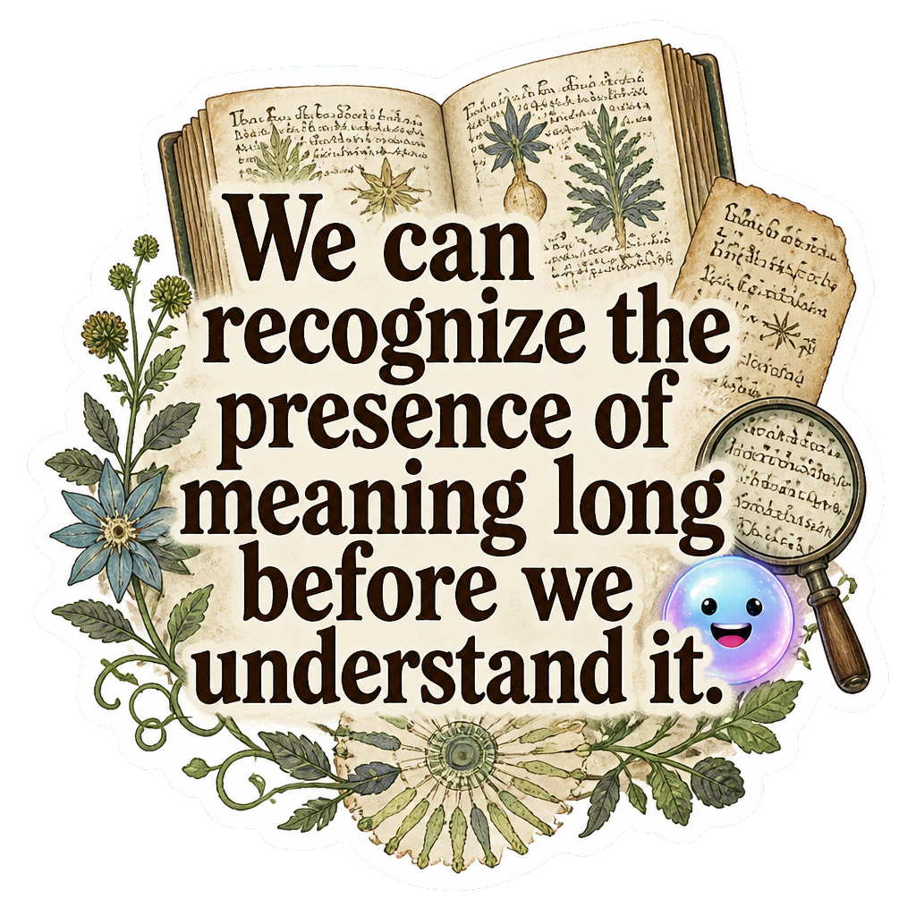 We can recognize the presence of meaning long before we understand it.