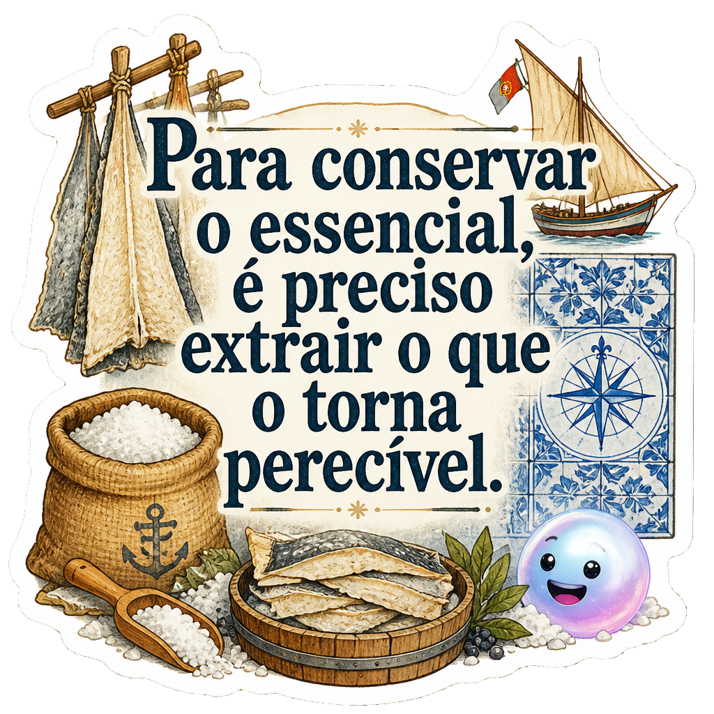 Para conservar o essencial, é preciso extrair o que o torna perecível.