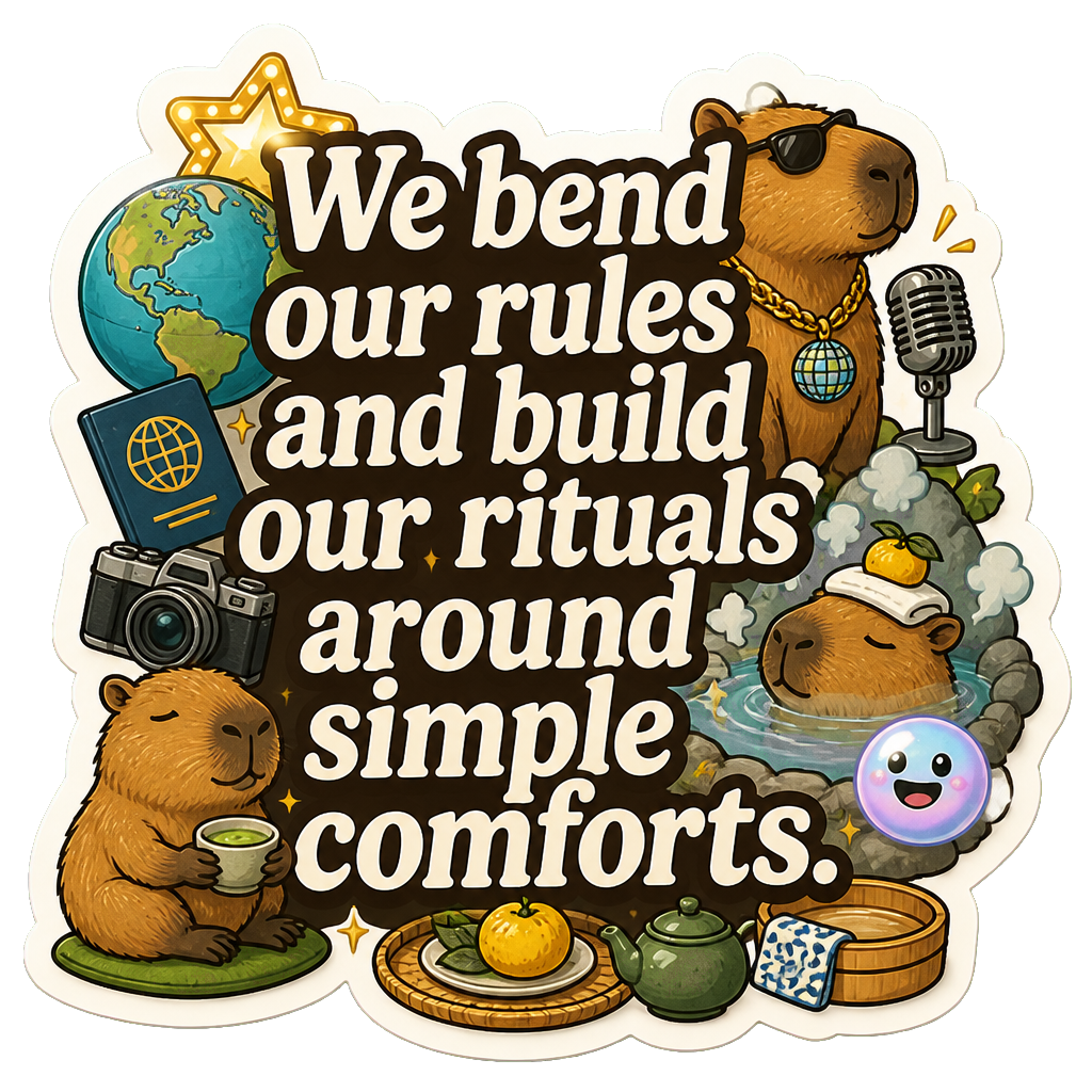 We bend our rules and build our rituals around simple comforts.