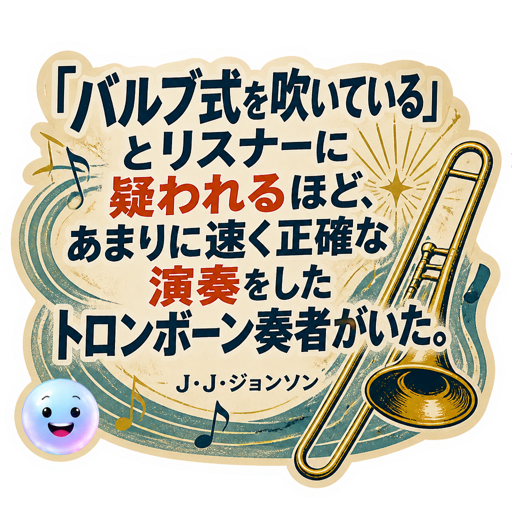 「バルブ式を吹いている」とリスナーに疑われるほど、あまりに速く正確な演奏をしたトロンボーン奏者がいた。