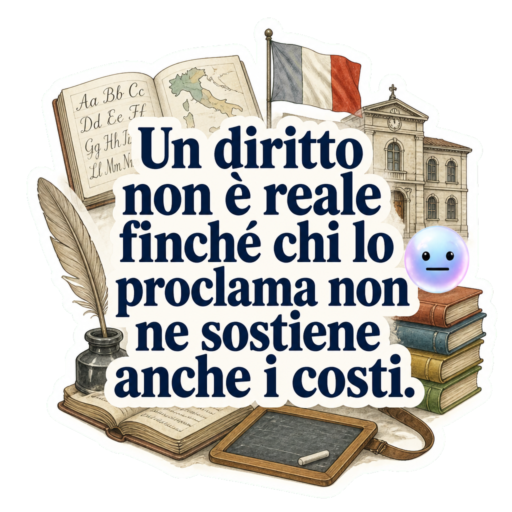Un diritto non è reale finché chi lo proclama non ne sostiene anche i costi.