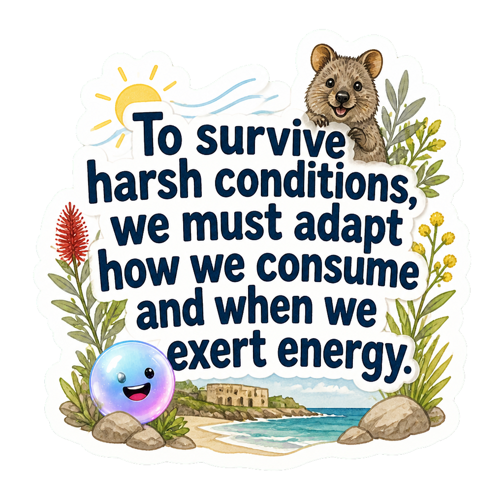 To survive harsh conditions, we must adapt how we consume and when we exert energy.