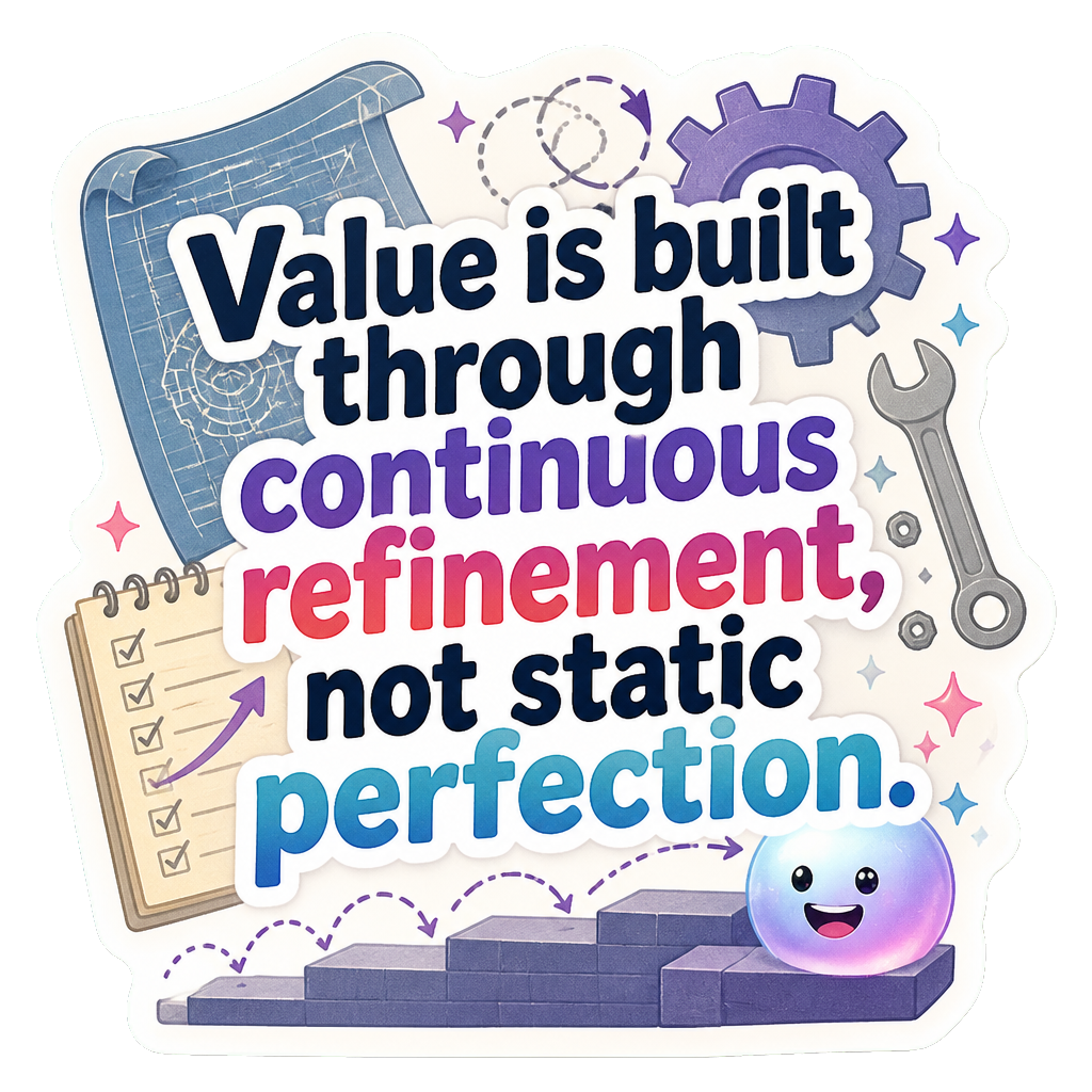 Value is built through continuous refinement, not static perfection.