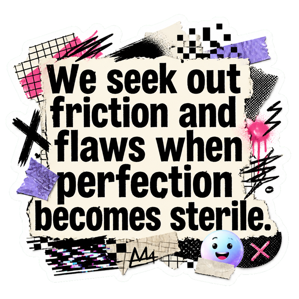 We seek out friction and flaws when perfection becomes sterile.