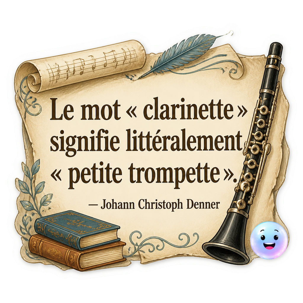 Le mot « clarinette » signifie littéralement « petite trompette ».