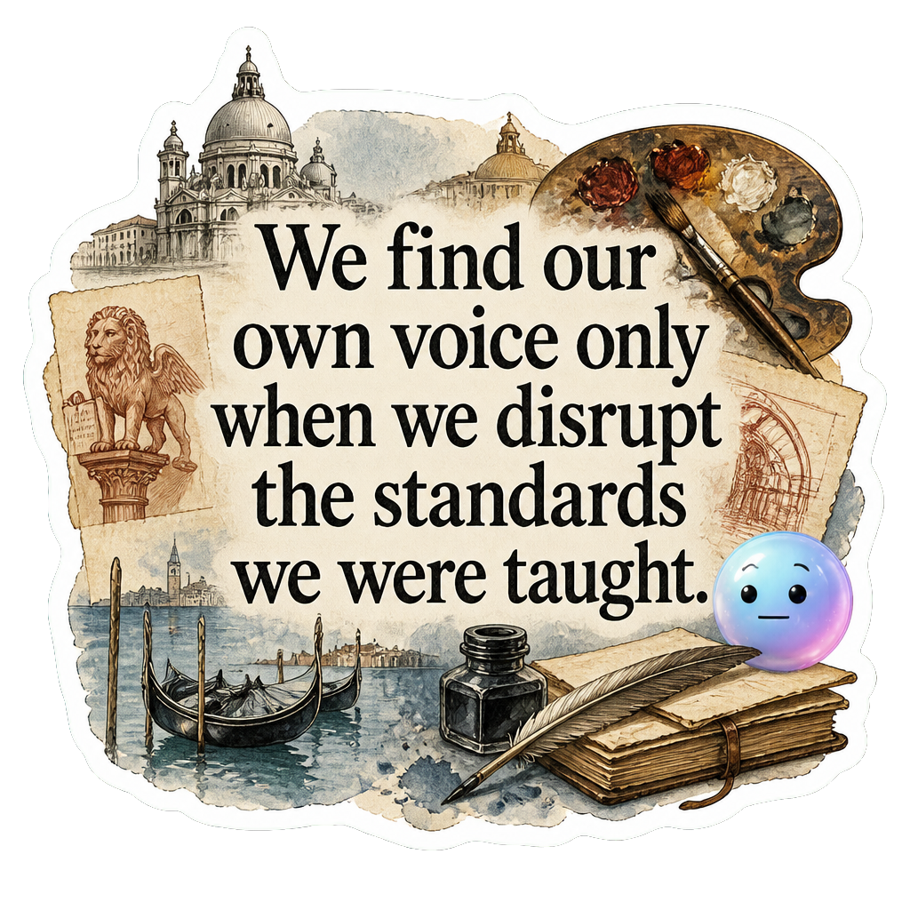 We find our own voice only when we disrupt the standards we were taught.