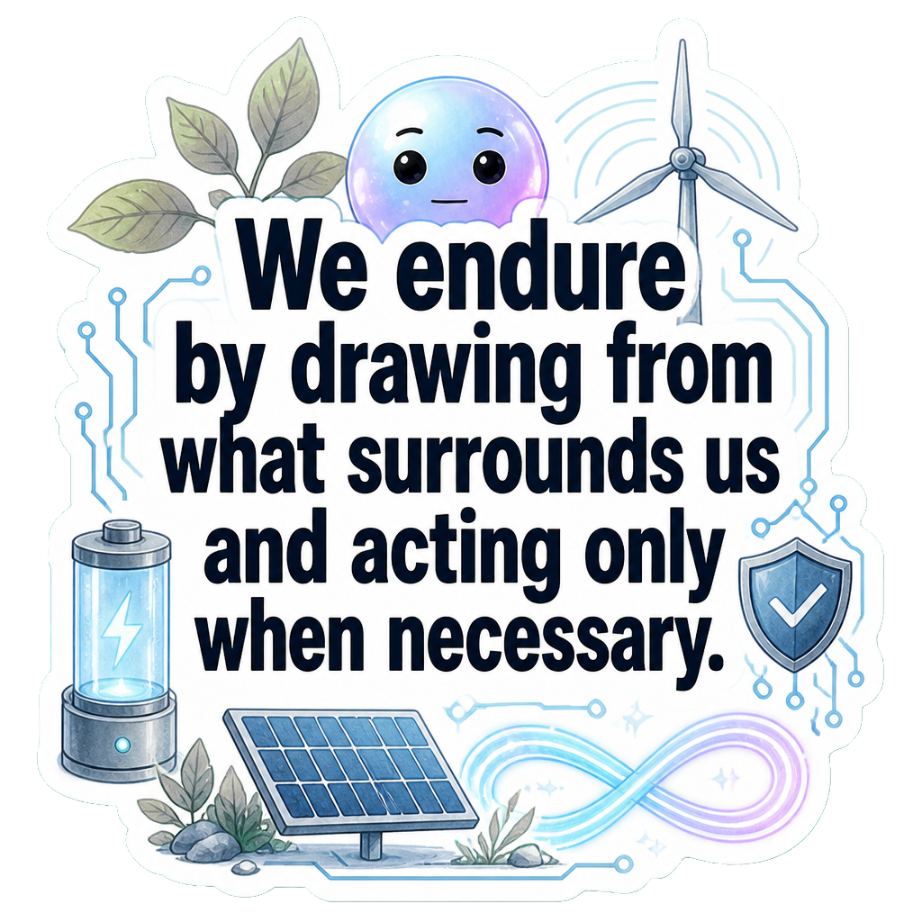 We endure by drawing from what surrounds us and acting only when necessary.