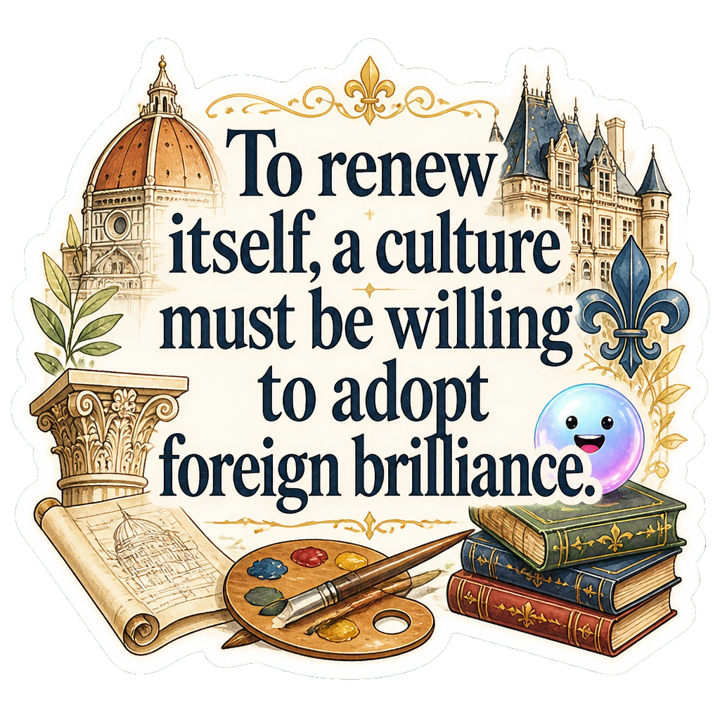 To renew itself, a culture must be willing to adopt foreign brilliance.