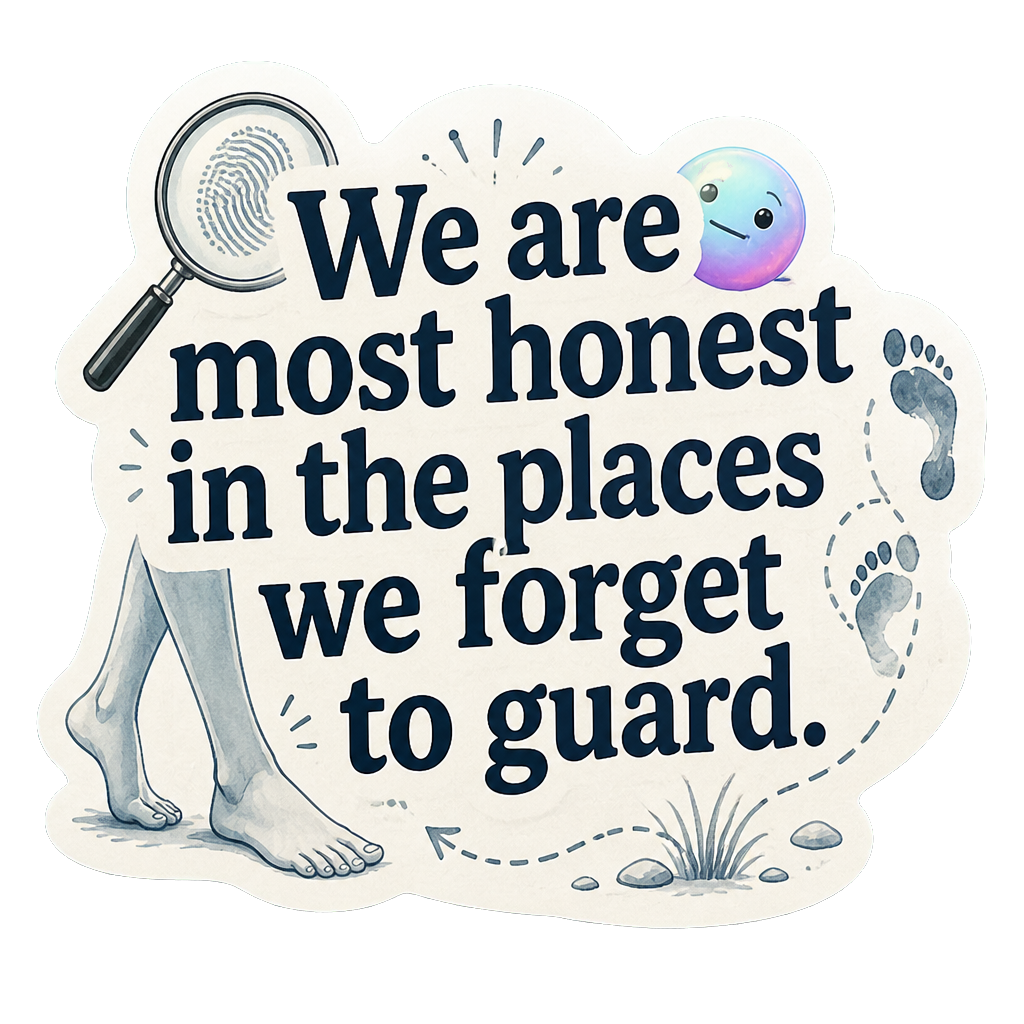 We are most honest in the places we forget to guard.