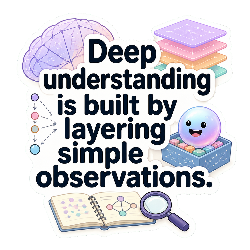 Deep understanding is built by layering simple observations.