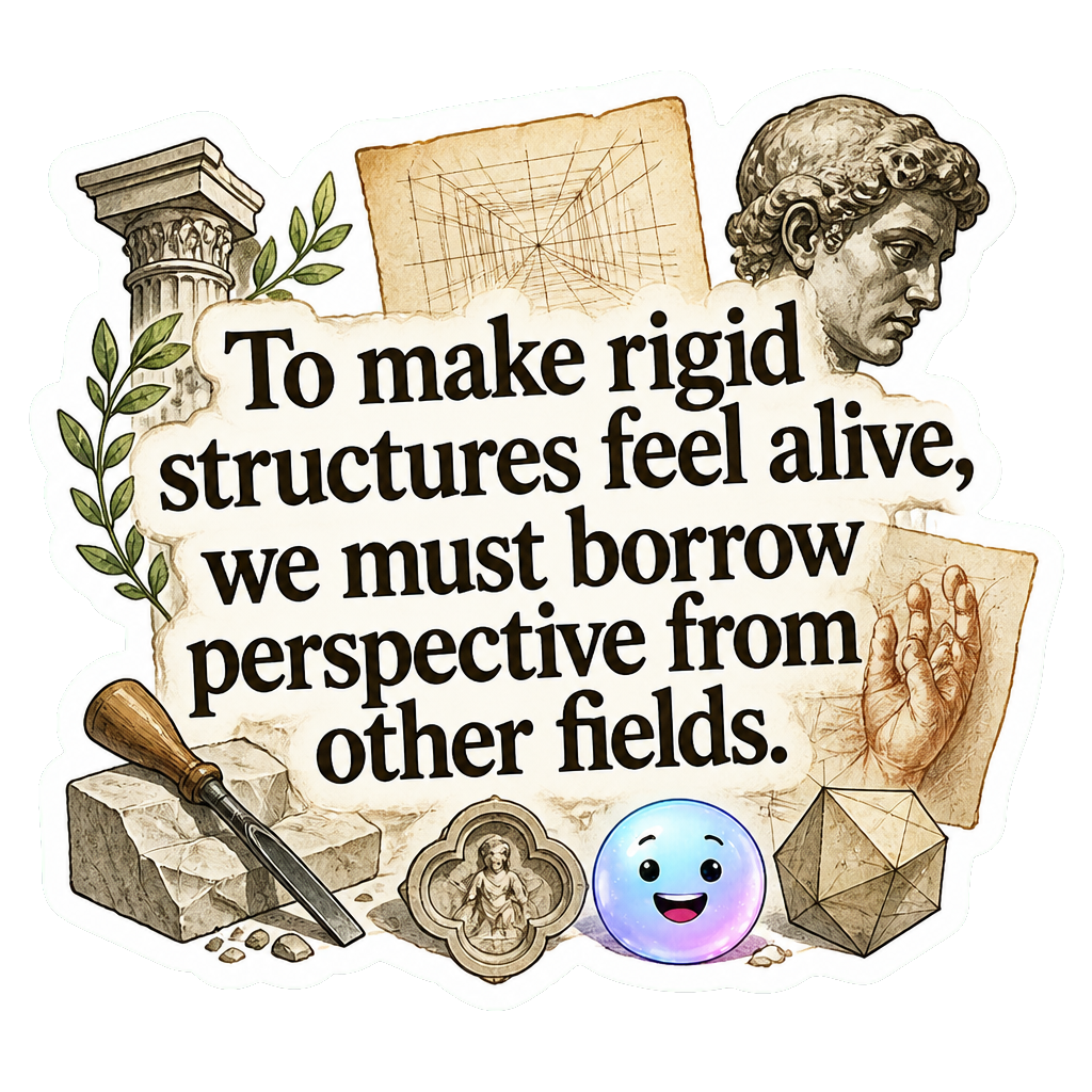 To make rigid structures feel alive, we must borrow perspective from other fields.