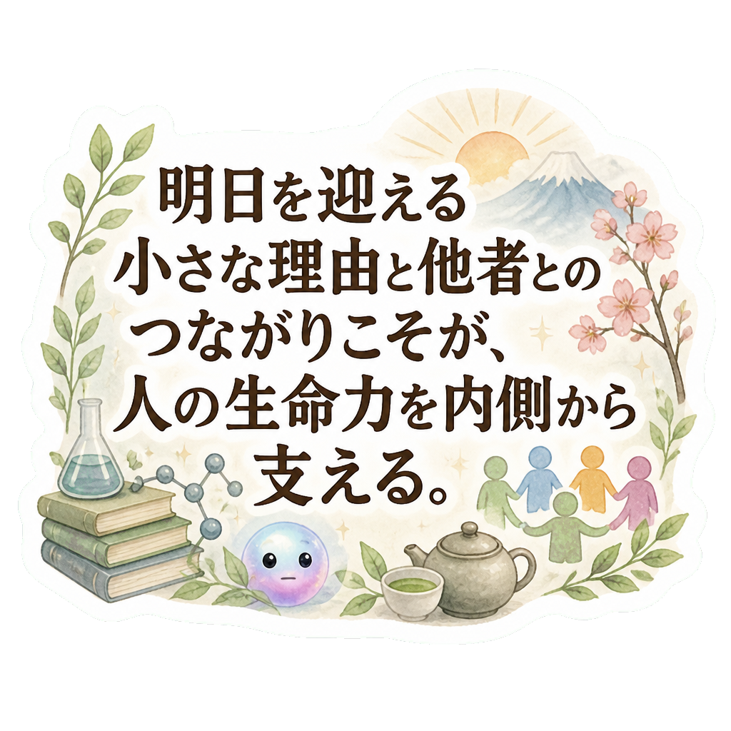 明日を迎える小さな理由と他者とのつながりこそが、人の生命力を内側から支える。