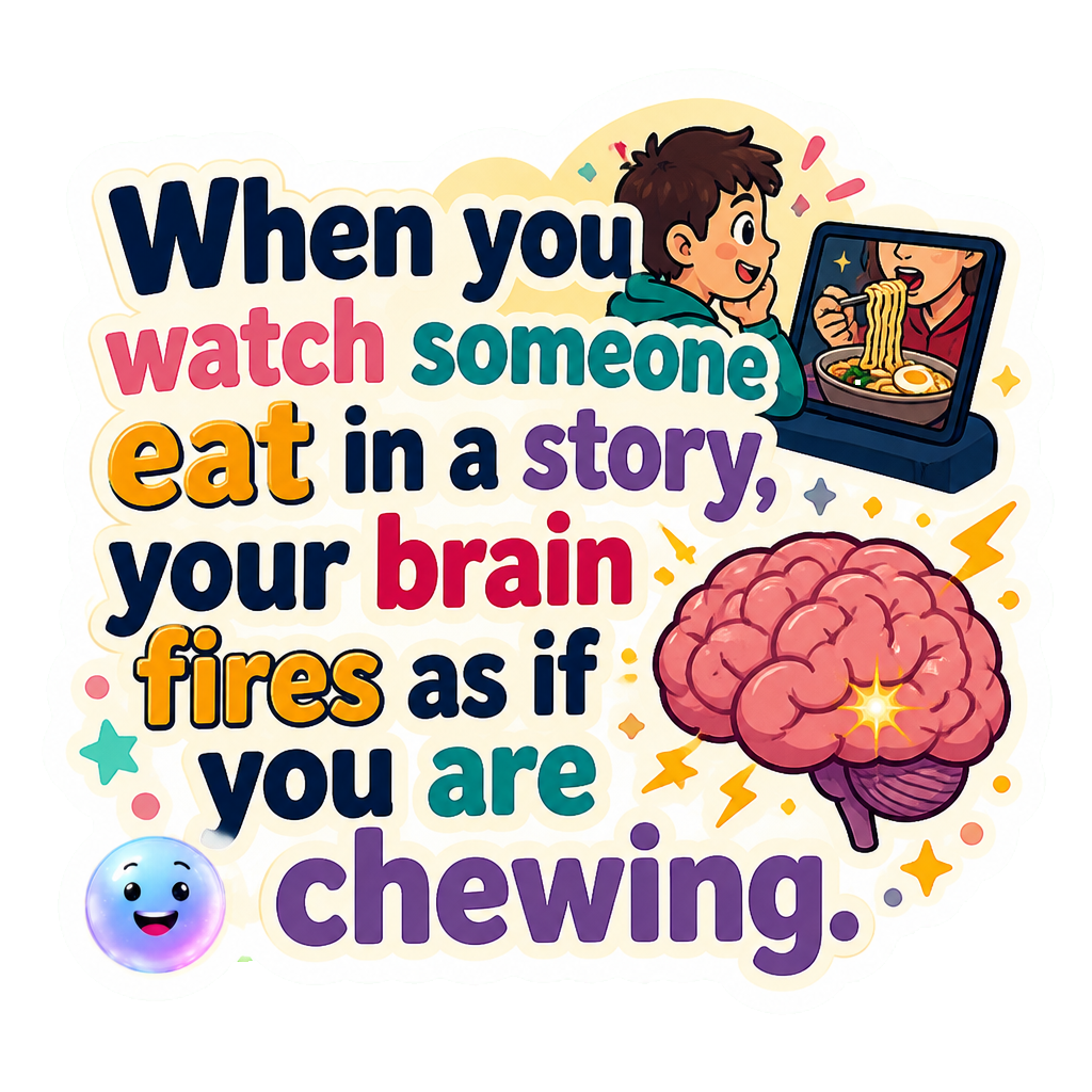 When you watch someone eat in a story, your brain fires as if you are chewing.