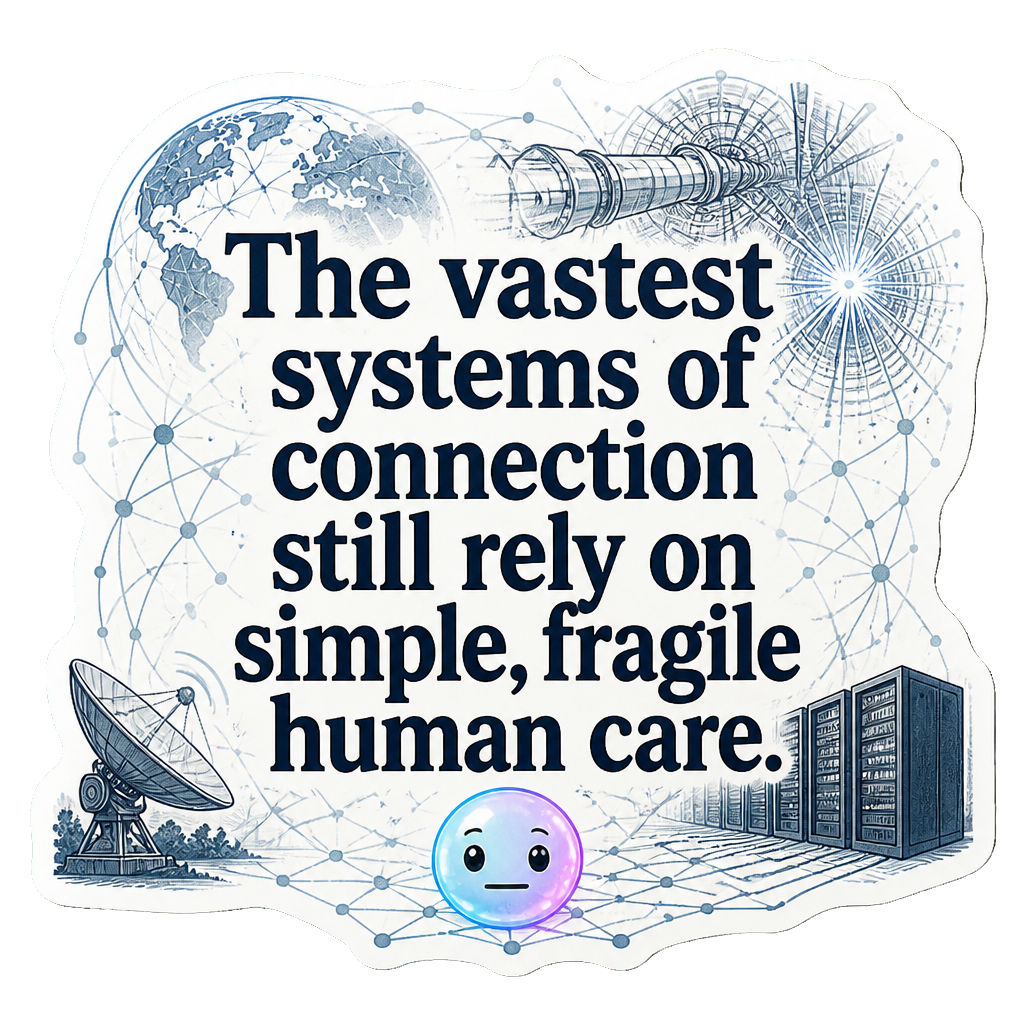 The vastest systems of connection still rely on simple, fragile human care.