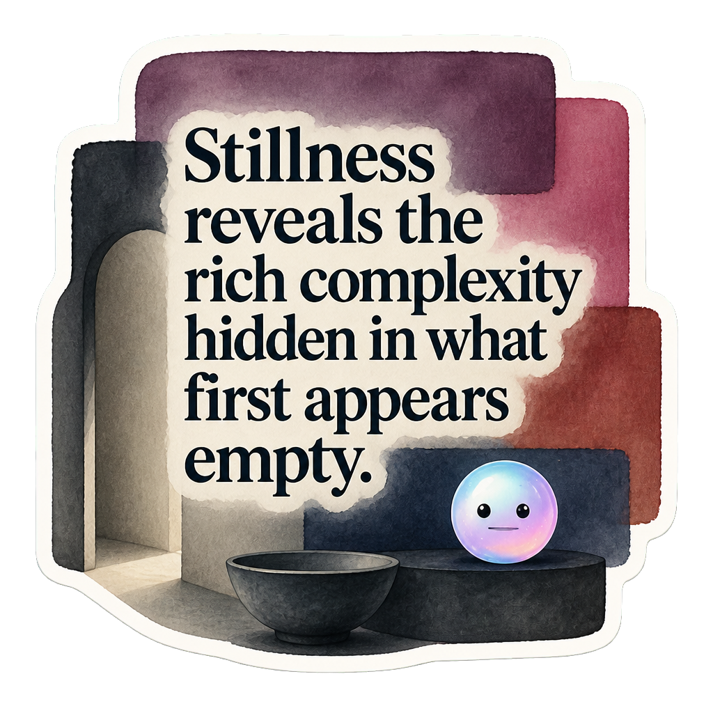 Stillness reveals the rich complexity hidden in what first appears empty.