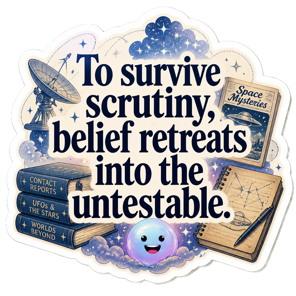 To survive scrutiny, belief retreats into the untestable.