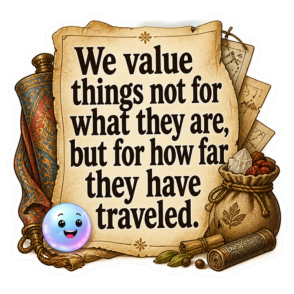 We value things not for what they are, but for how far they have traveled.