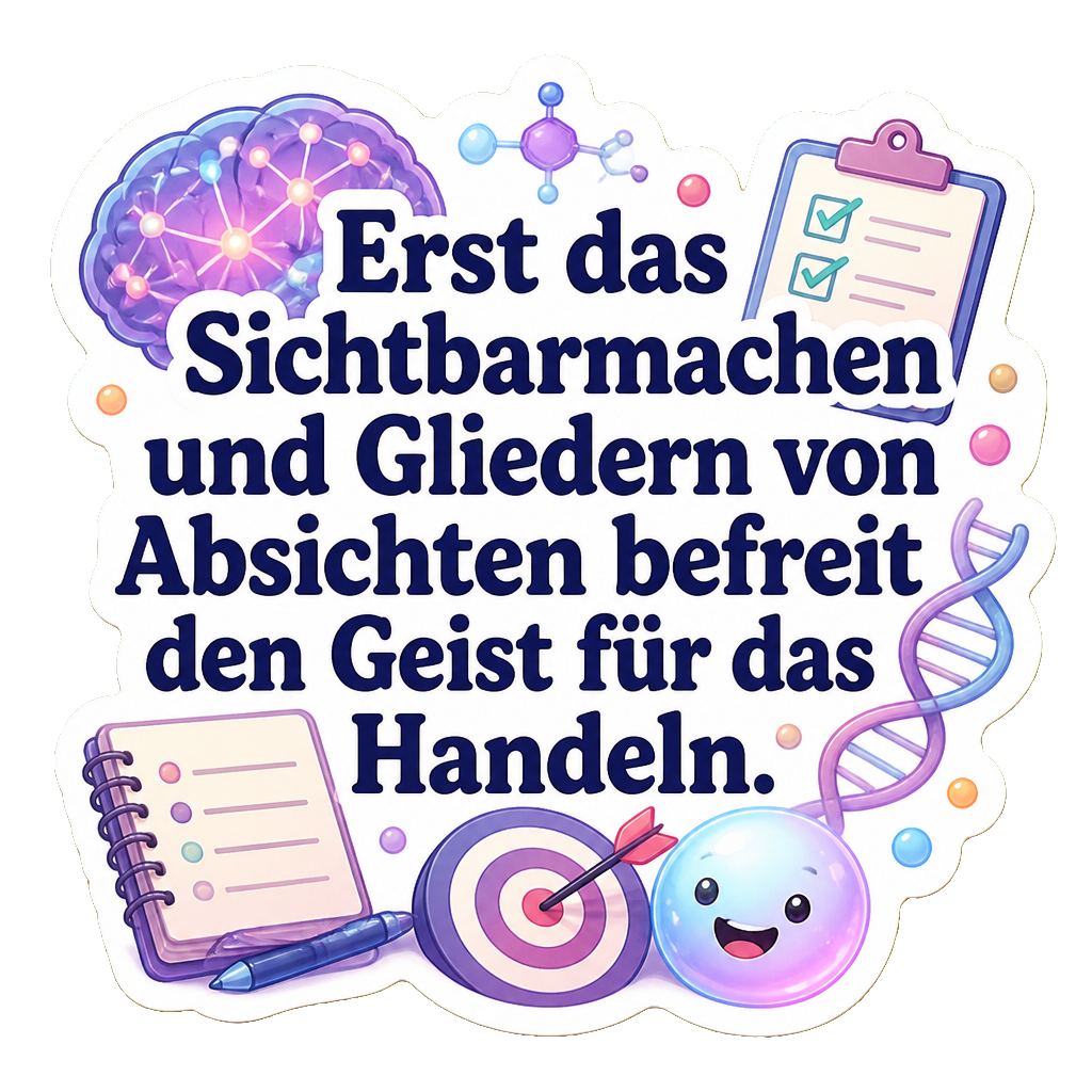 Erst das Sichtbarmachen und Gliedern von Absichten befreit den Geist für das Handeln.
