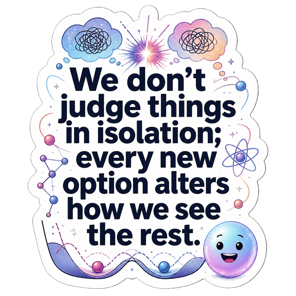 We don't judge things in isolation; every new option alters how we see the rest.