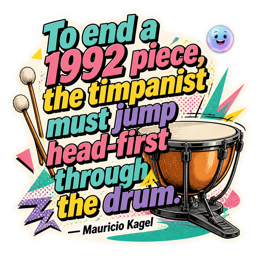 To end a 1992 piece, the timpanist must jump head-first through the drum.