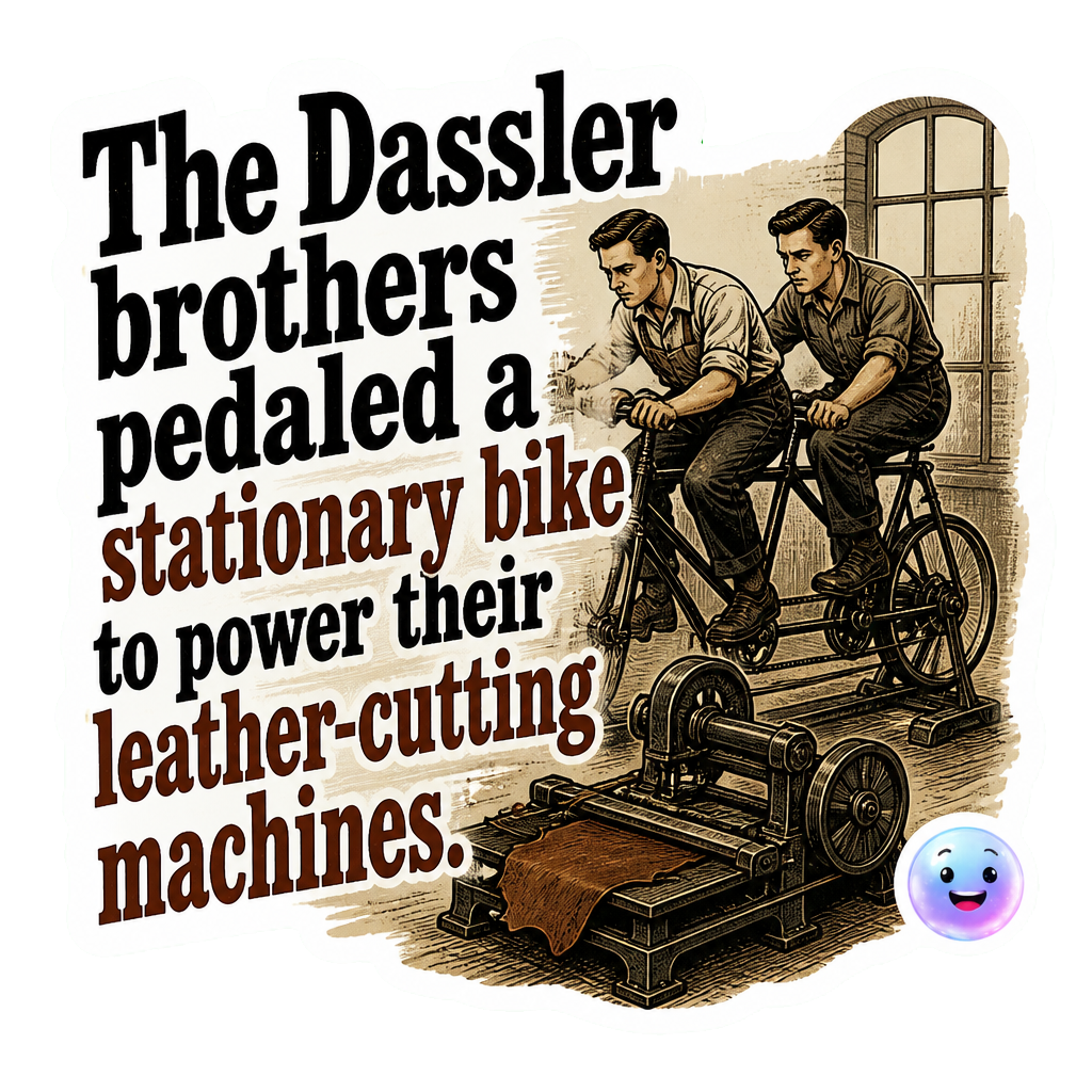 The Dassler brothers pedaled a stationary bike to power their leather-cutting machines.