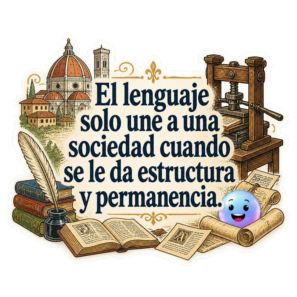 El lenguaje solo une a una sociedad cuando se le da estructura y permanencia.