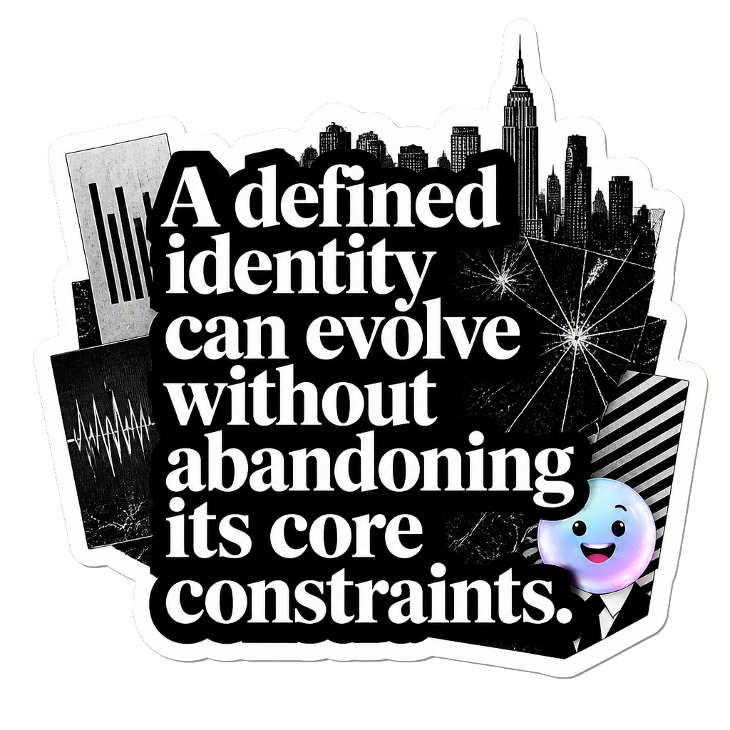 A defined identity can evolve without abandoning its core constraints.