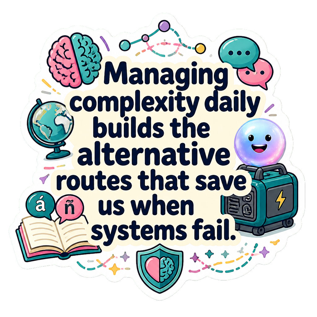Managing complexity daily builds the alternative routes that save us when systems fail.