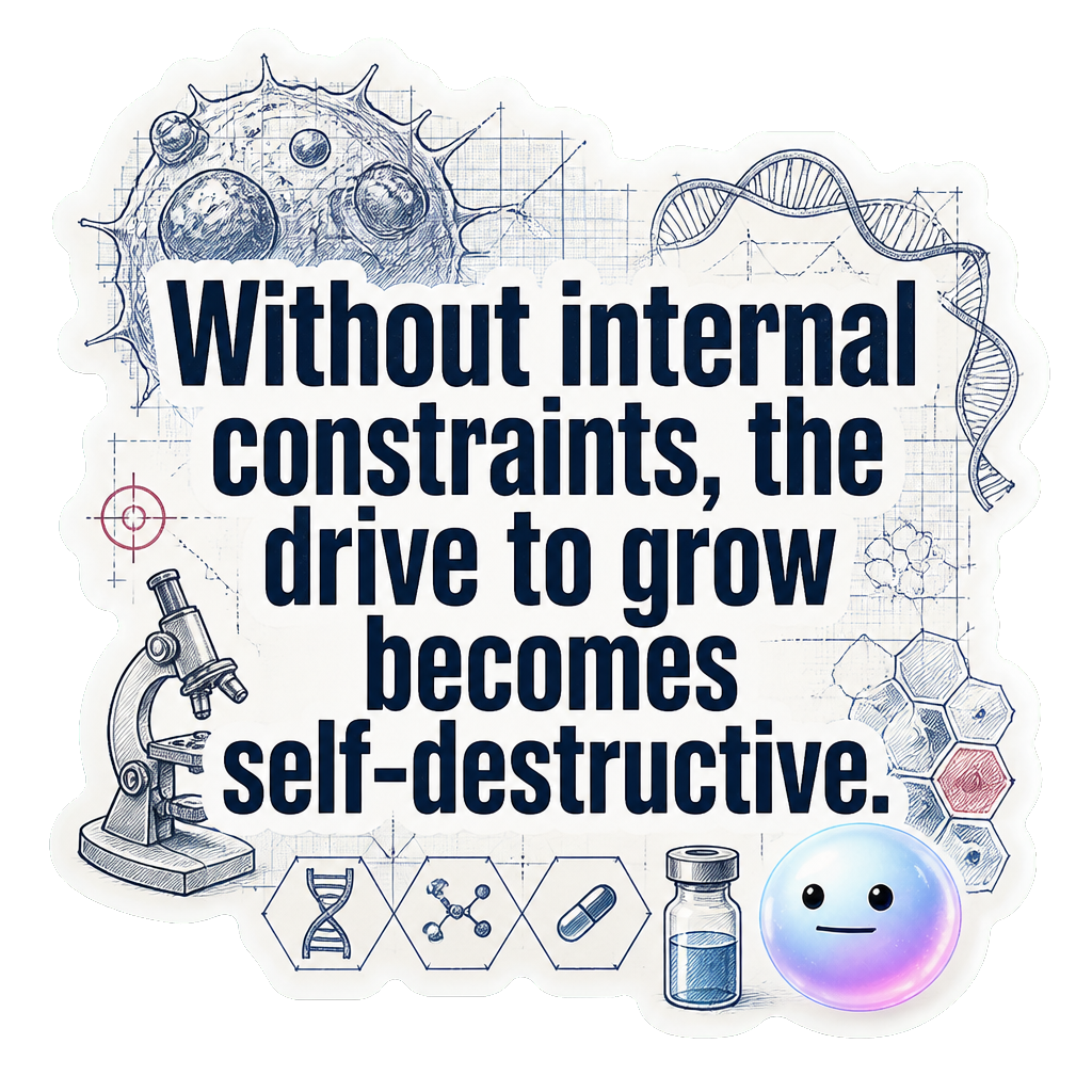 Without internal constraints, the drive to grow becomes self-destructive.