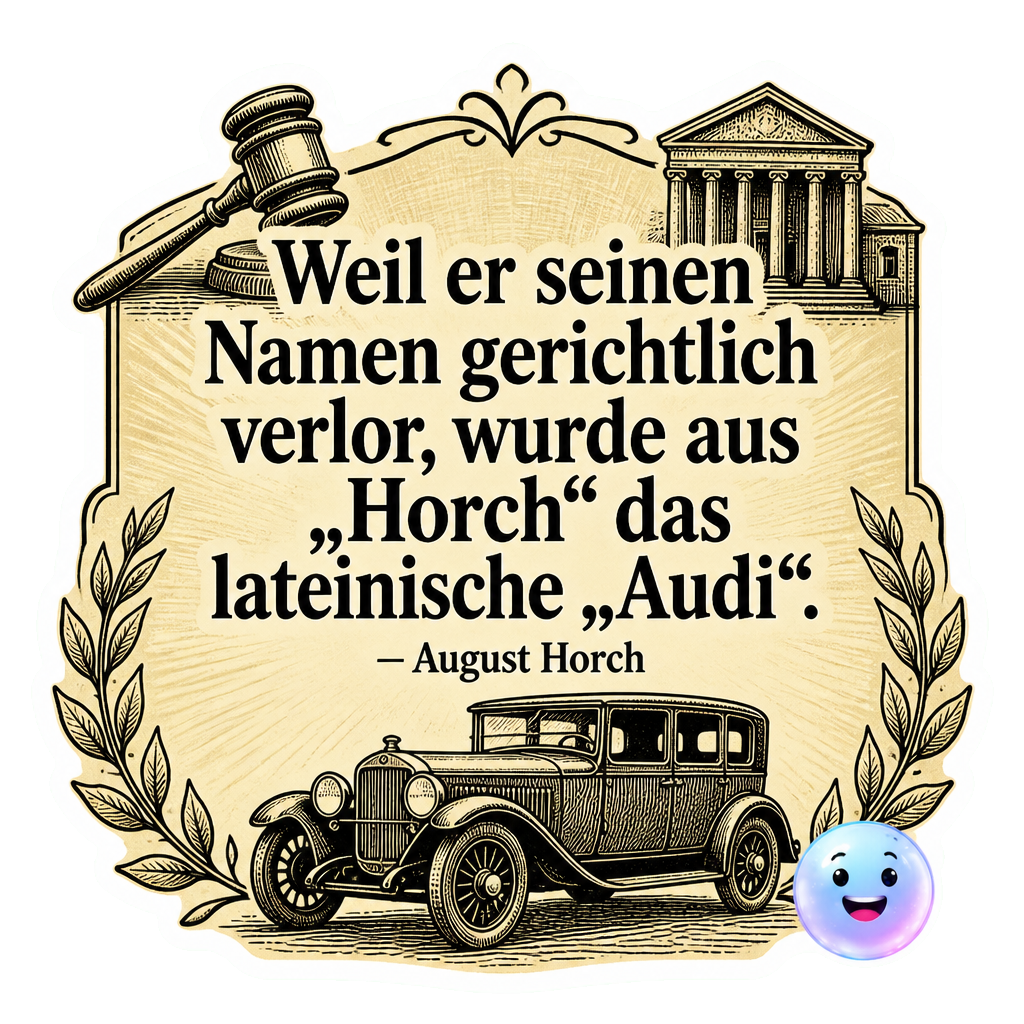 Weil er seinen Namen gerichtlich verlor, wurde aus „Horch“ das lateinische „Audi“.