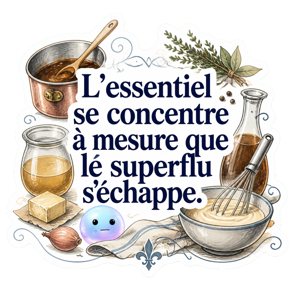 L'essentiel se concentre à mesure que le superflu s'échappe.