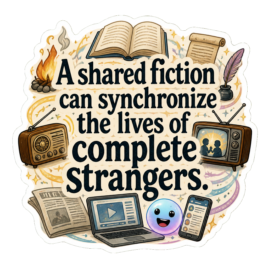 A shared fiction can synchronize the lives of complete strangers.