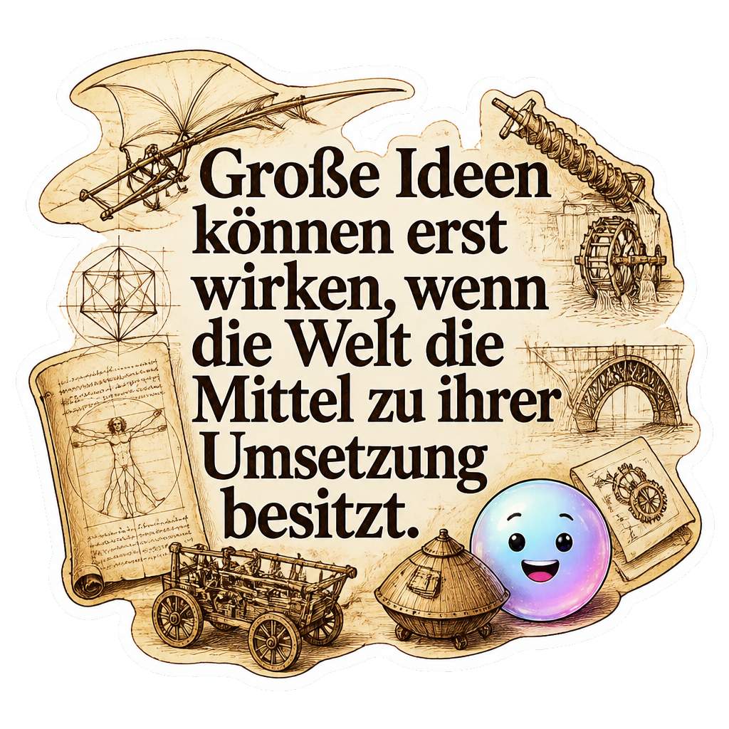 Große Ideen können erst wirken, wenn die Welt die Mittel zu ihrer Umsetzung besitzt.