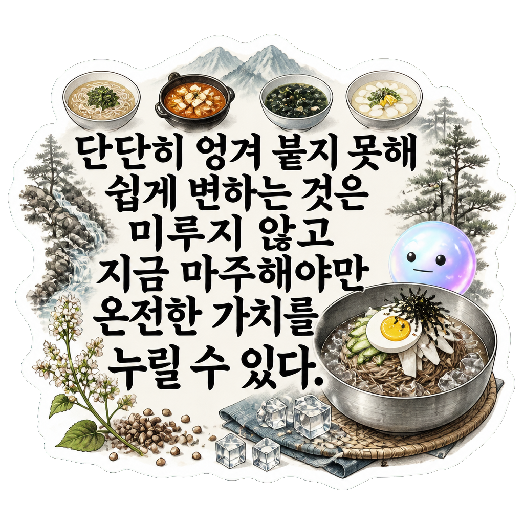 단단히 엉겨 붙지 못해 쉽게 변하는 것은 미루지 않고 지금 마주해야만 온전한 가치를 누릴 수 있다.
