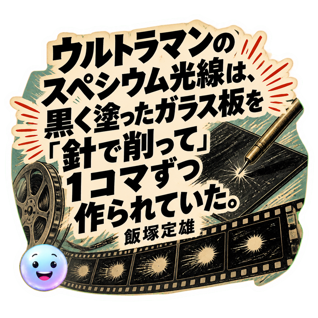 ウルトラマンのスペシウム光線は、黒く塗ったガラス板を「針で削って」1コマずつ作られていた。