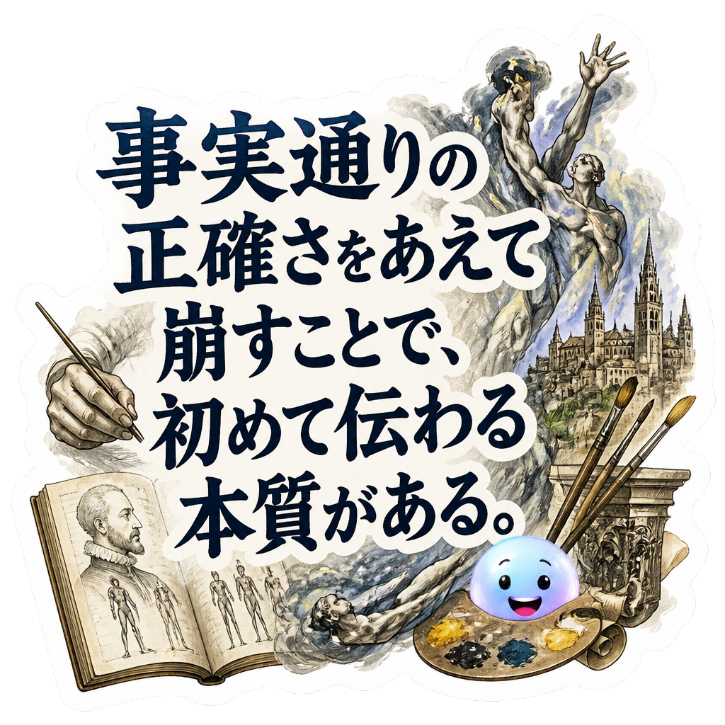 事実通りの正確さをあえて崩すことで、初めて伝わる本質がある。