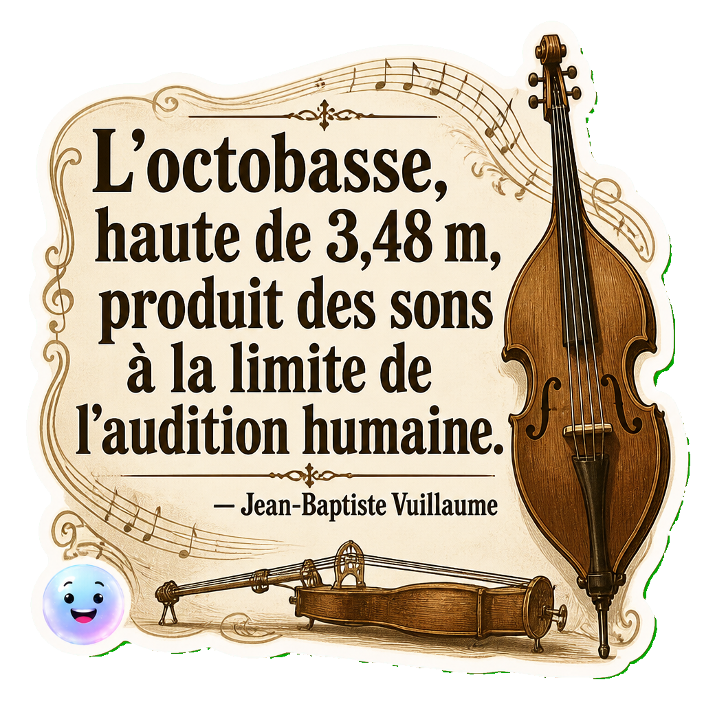 L'octobasse, haute de 3,48 m, produit des sons à la limite de l'audition humaine.